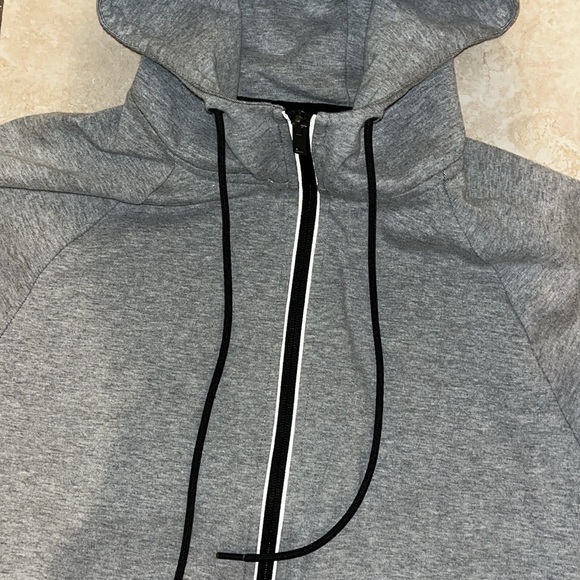 Mens Tesla Hoodie Hooded Full Zipper Jacket Gray Performance Tech Slim Fit Tech - Picture 3 of 8